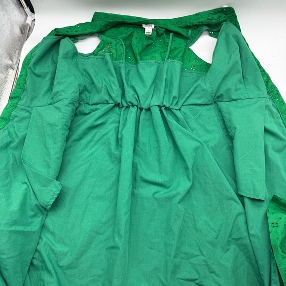 J. Crew Kelly Green Cotton Button Eyelet Sleeveless Midi Dress w/Pockets Medium - Picture 9 of 12